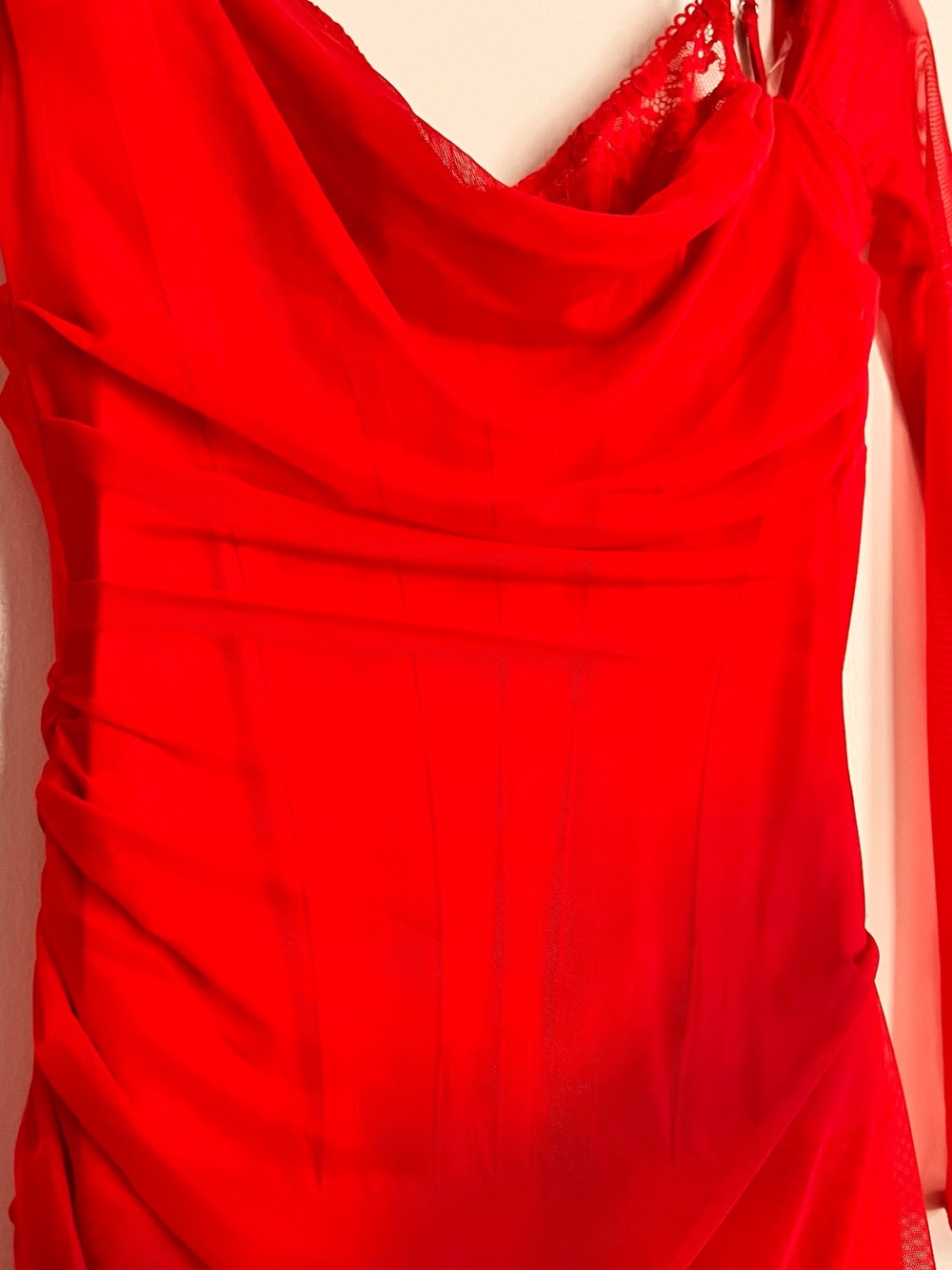 House of CB "Katarina" Scarlet Mesh Corset Maxi Dress | Red | Formal Gown - Picture 4 of 5